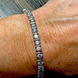 Silver and diamond tennis bracelet